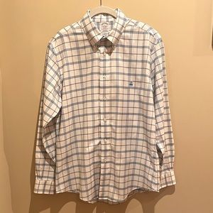 Men’s Large Brooks Brothers Plaid Blue & White Button Down Shirt